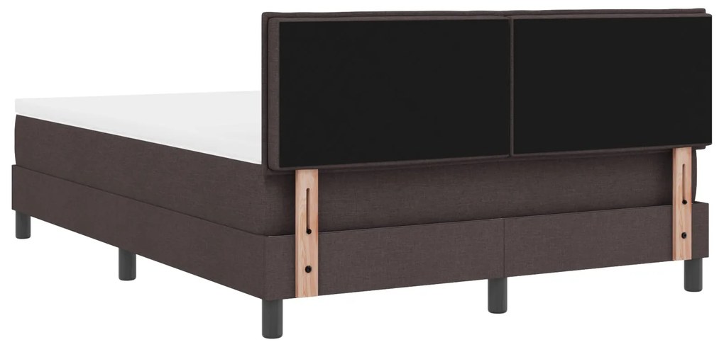 Cama com Box Spring e Colchão Castanho Escuro 140x190 cm Tecido