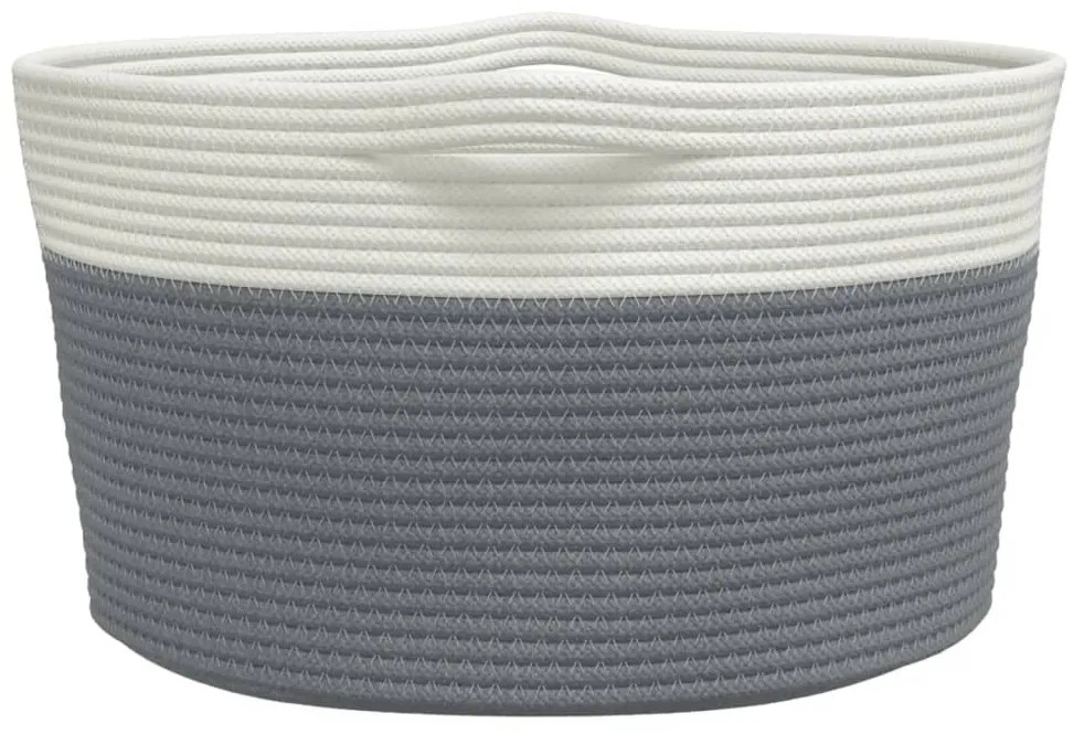Cesto de arrumação Ø45x25 cm algodão cinzento e branco