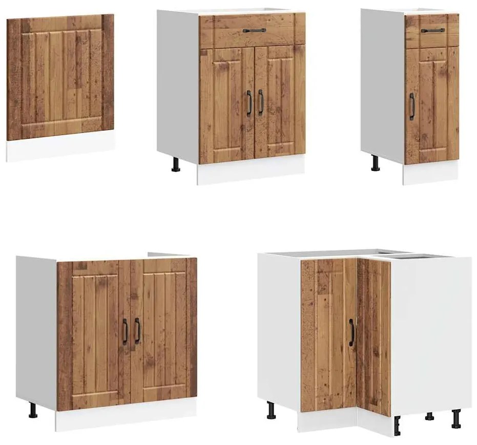 11 peças armário de cozinha conjunto Lucca madeira velha