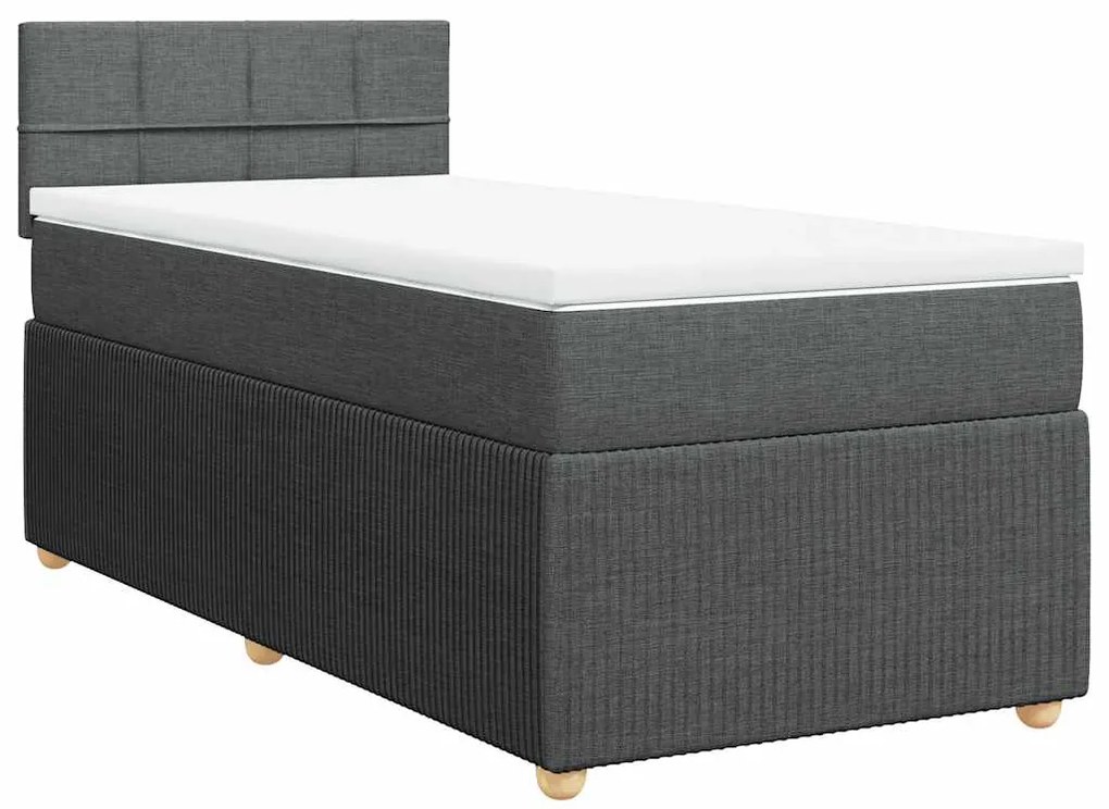 Cama com molas/colchão 80x200 cm tecido cinzento-escuro