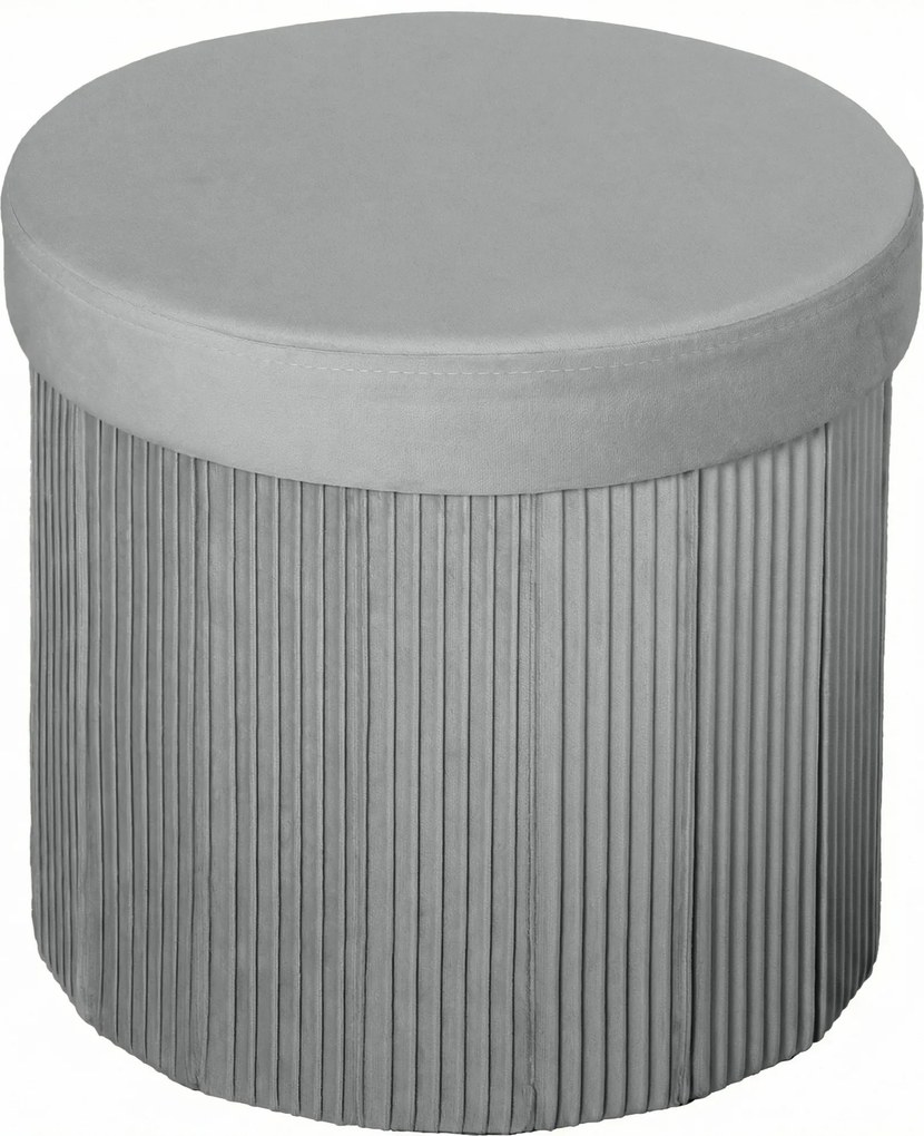 Puff de Arrumação Banco de Arrumação Dobrável 35 L 38x38x38 cm Estofado em Veludo Baú de Arrumação Cinzento Escuro