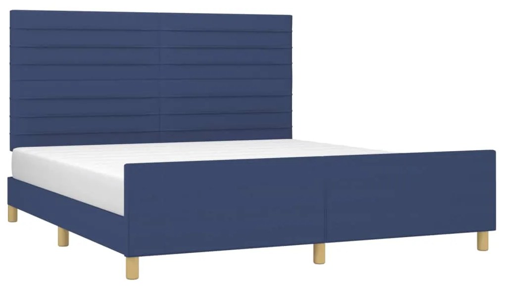Estrutura de cama sem colchão 160x200 cm tecido azul