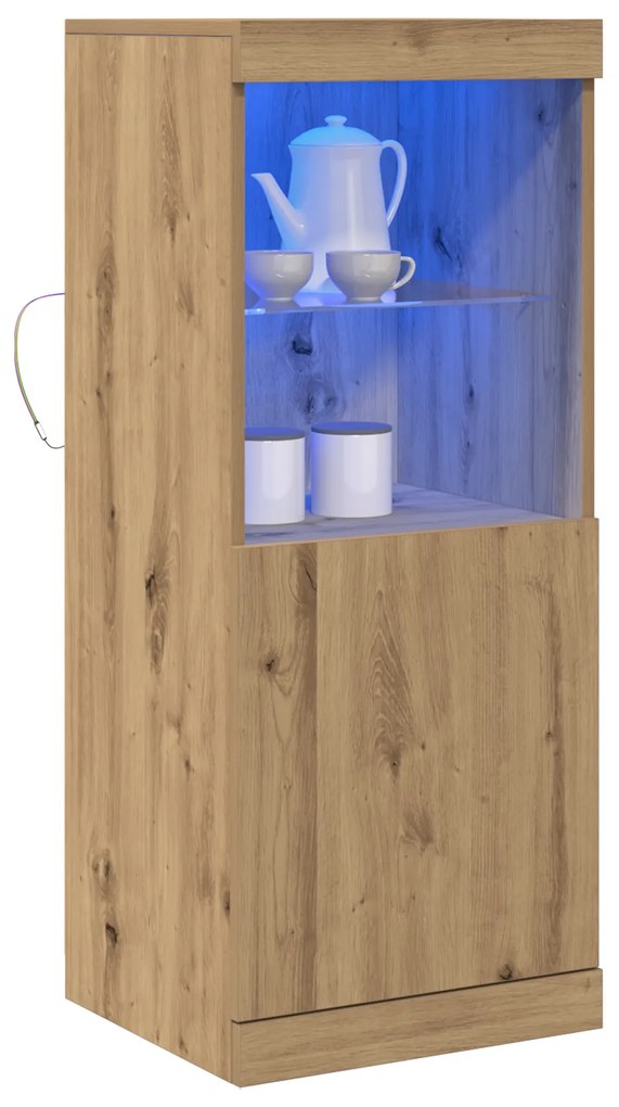 Buffet vidaXL com Luzes LED Carvalho Artesanal 41x37x100 cm