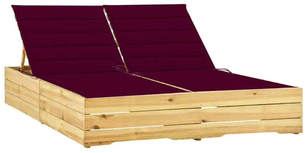 Espreguiçadeira dupla c/ almofadões vermelho tinto pinho impre.
