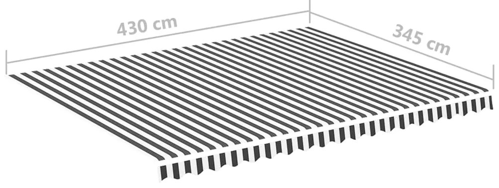 Tecido de substituição para toldo 4,5x3,5 m antracite e branco