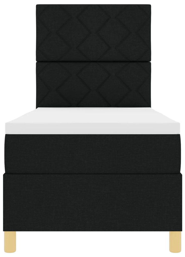 Cama Box Spring com Colchão Preta 80x200 cm Tecido