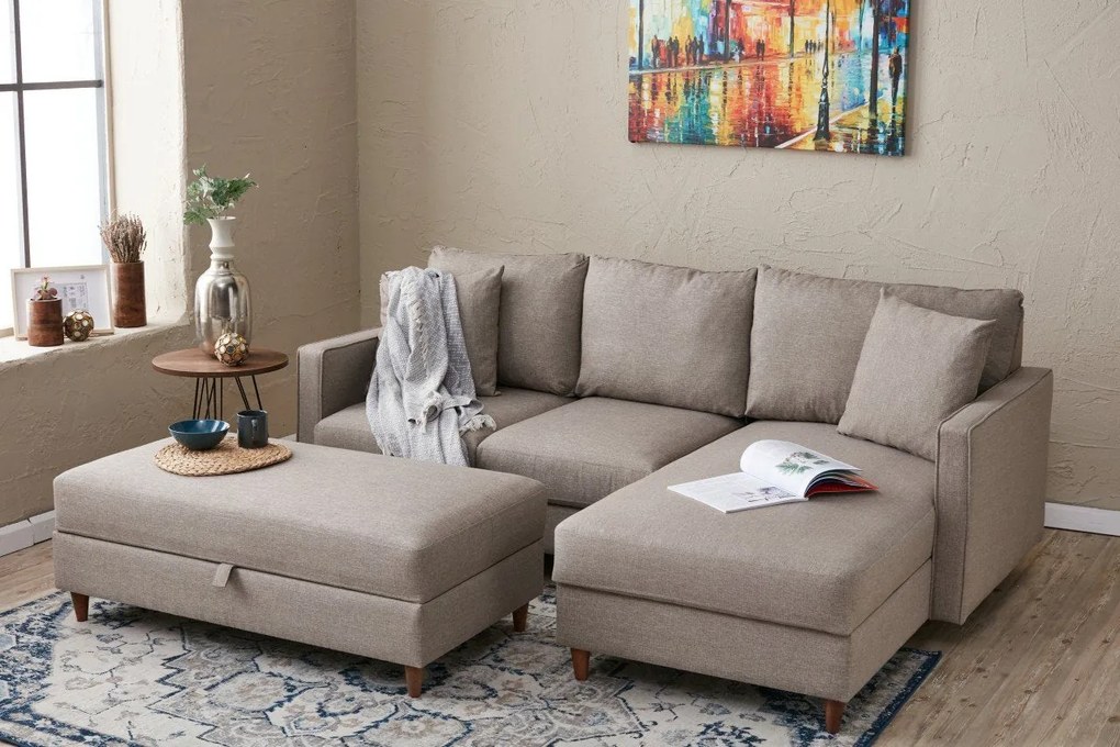 Sofá de Canto Eva – Creme – 210 x 82 x 195 cm