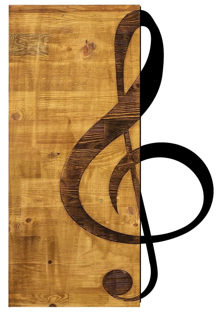 Acessório Decorativo de Parede em Madeira Clave de Sol – Nogueira/Pret