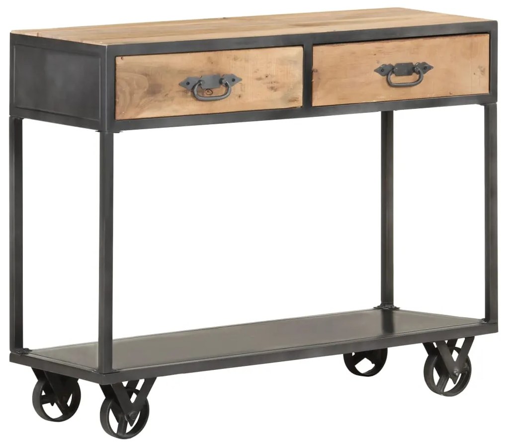 Mesa consola 90x35x74 cm madeira recuperada maciça