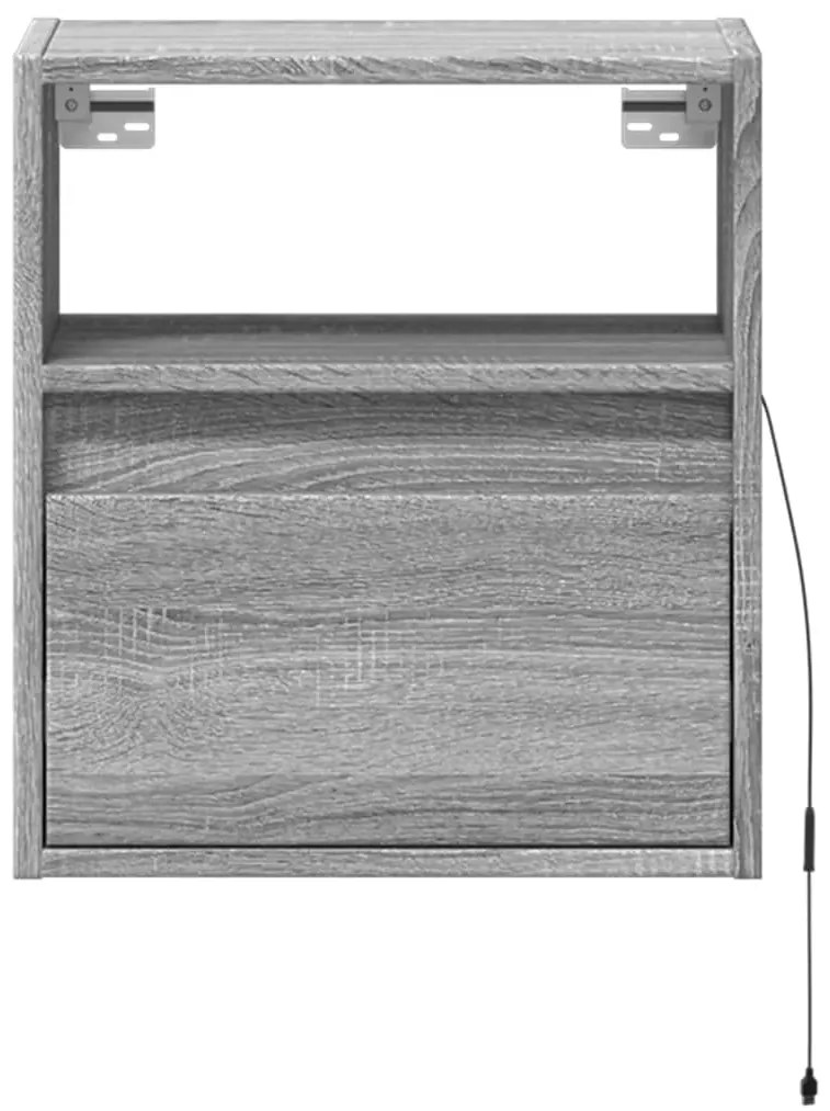 Móvel de parede p/ TV c/ luzes LED 41x31x45 cm cinzento sonoma