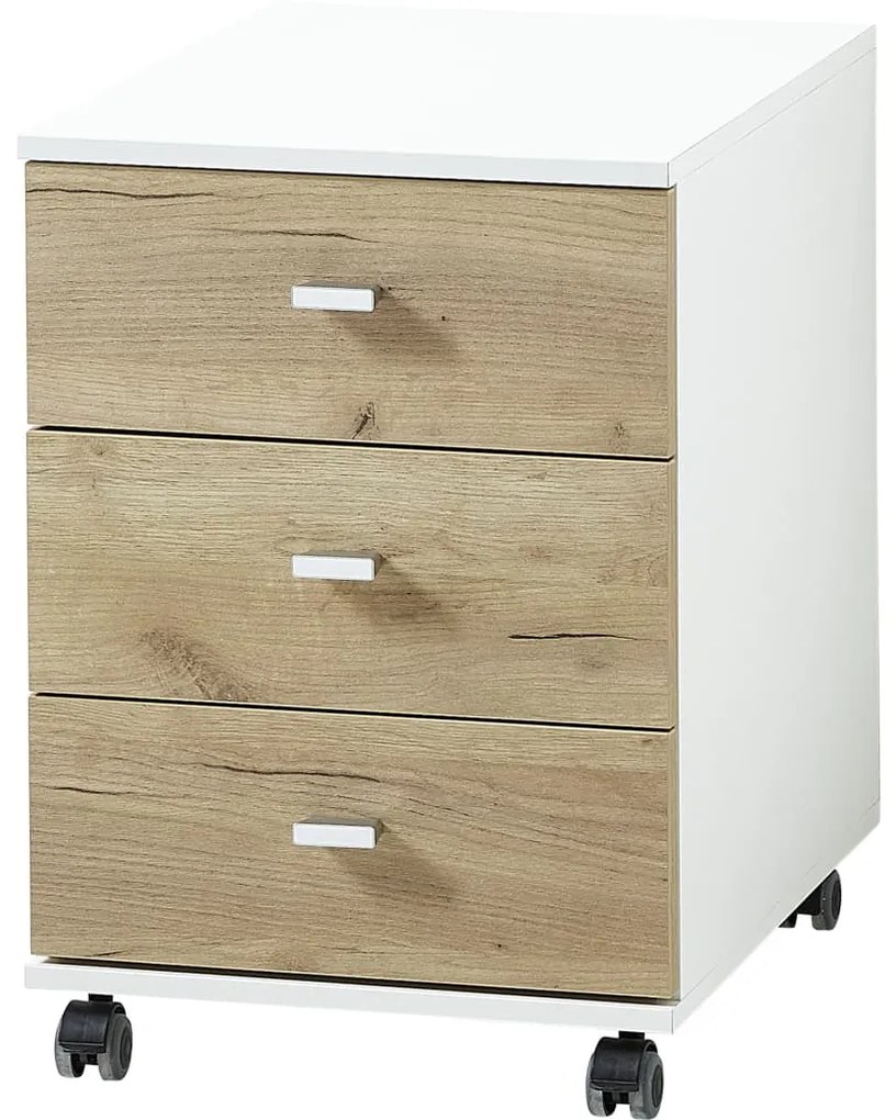 426459 Germania Rolling Filing Cabinet "Altino" 40x48,9x56,9 cm Navarra-oak and White