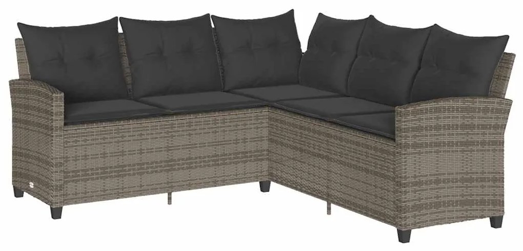 6 pcs conjunto sofás de jardim com almofadões em L vime PE
