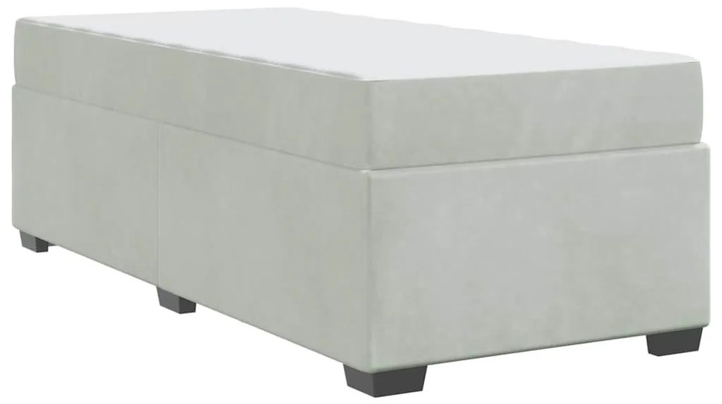 Estrutura de cama com colchão Cinzento-claro 90 x 190 cm Veludo