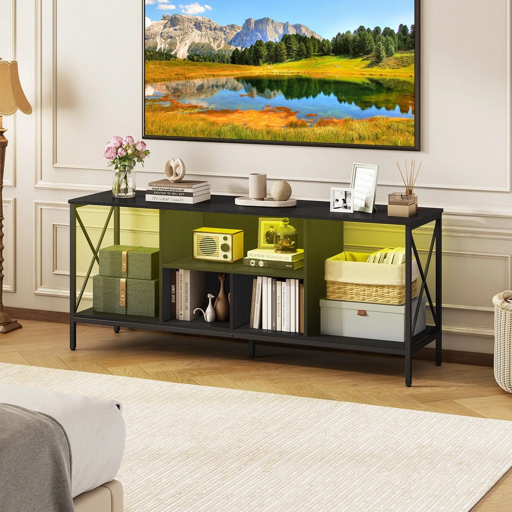 Móvel para Televisor, 150 x 40 x 62,5 cm, Luz LED Personalizável, Preto