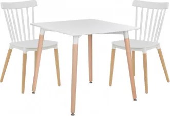 Conjunto De Mesa Quadrada 80x80 Cm Em Madeira De Faia E Mdf E 2 Cadeiras Royal Branco - Sklum