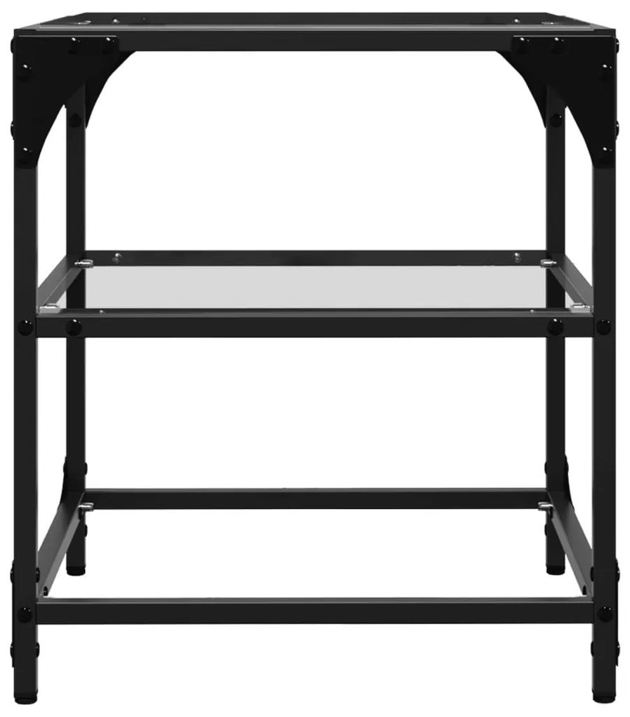 Mesa de centro c/ topo em vidro transparente 40x40x45 cm aço