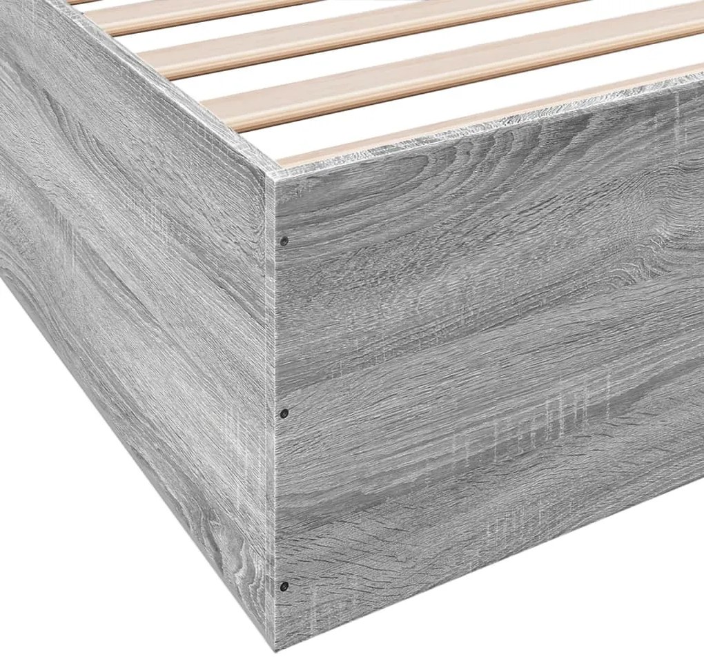 Estrutura de cama 200x200 cm derivados madeira cinzento sonoma