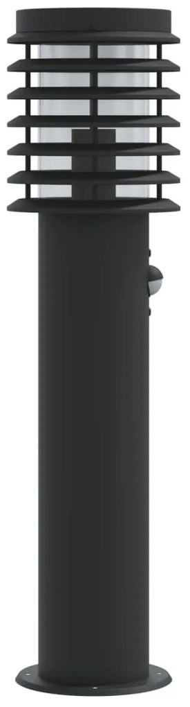 Candeeiro de chão para exterior c/ sensor 60 cm aço inox. preto