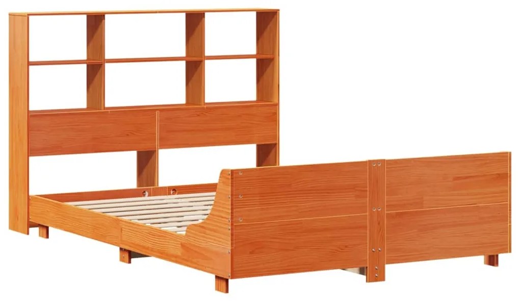 Cama sem colchão 135x190 cm madeira pinho maciça castanho-mel
