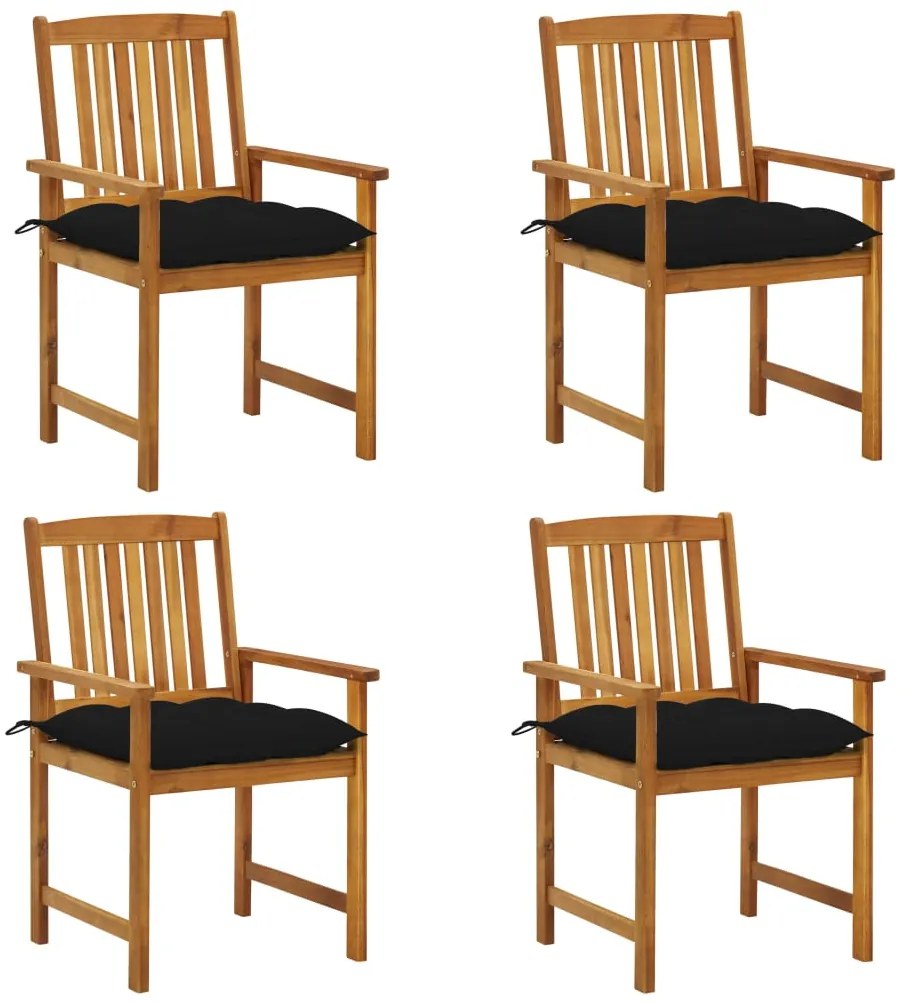 vidaXL Cadeiras de jardim c/ almofadões 4 pcs madeira de acácia maciça