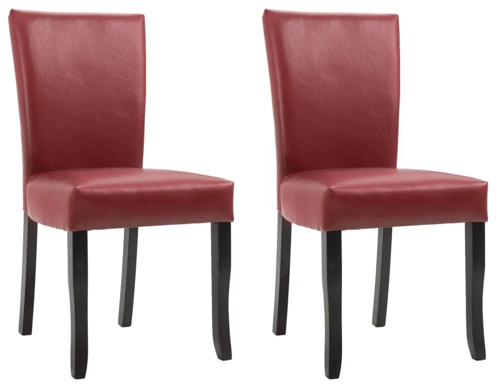 249042 vidaXL Cadeiras de jantar 2 pcs couro artificial vermelho tinto