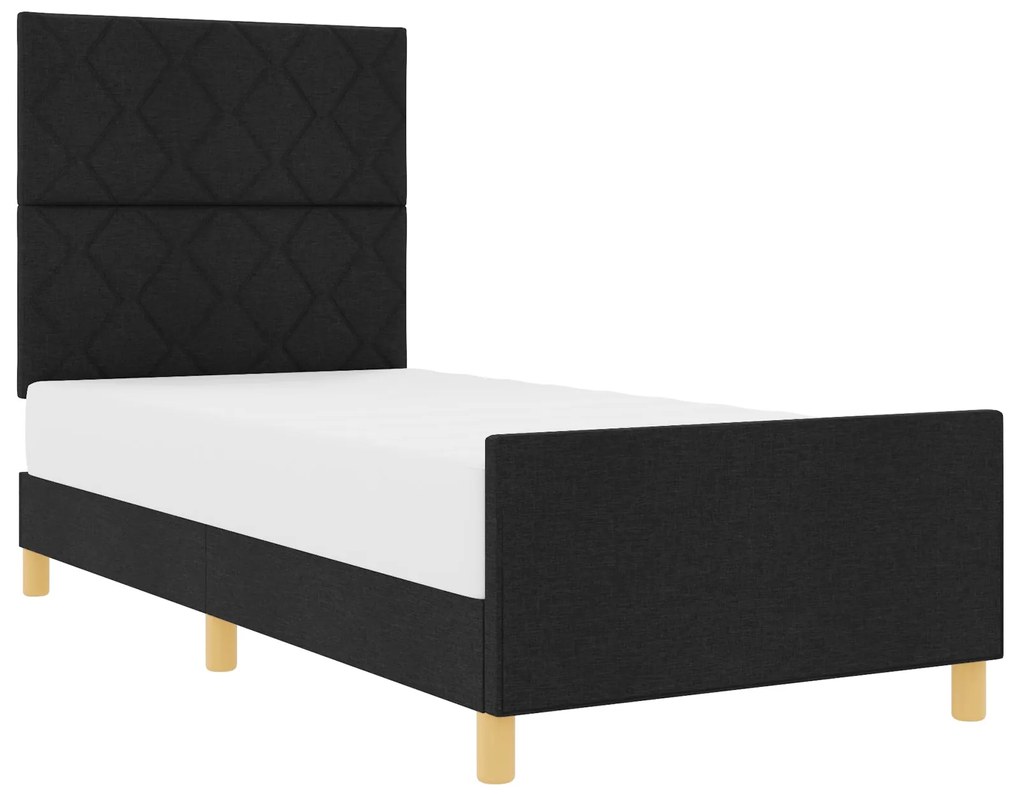 Cama Preta 90x200 cm em Tecido