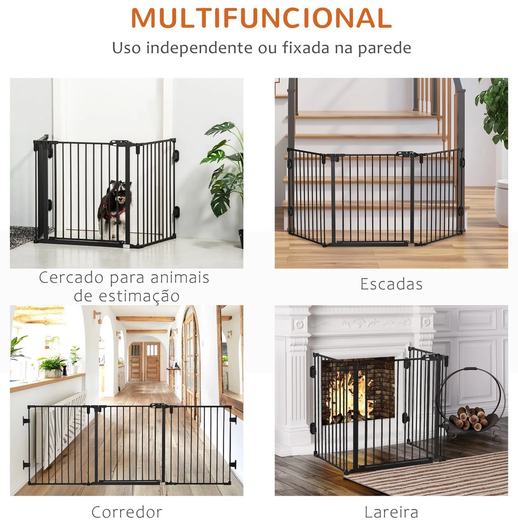 PawHut Barreira de Segurança para Cães Barreira para Cães Dobrável Bar