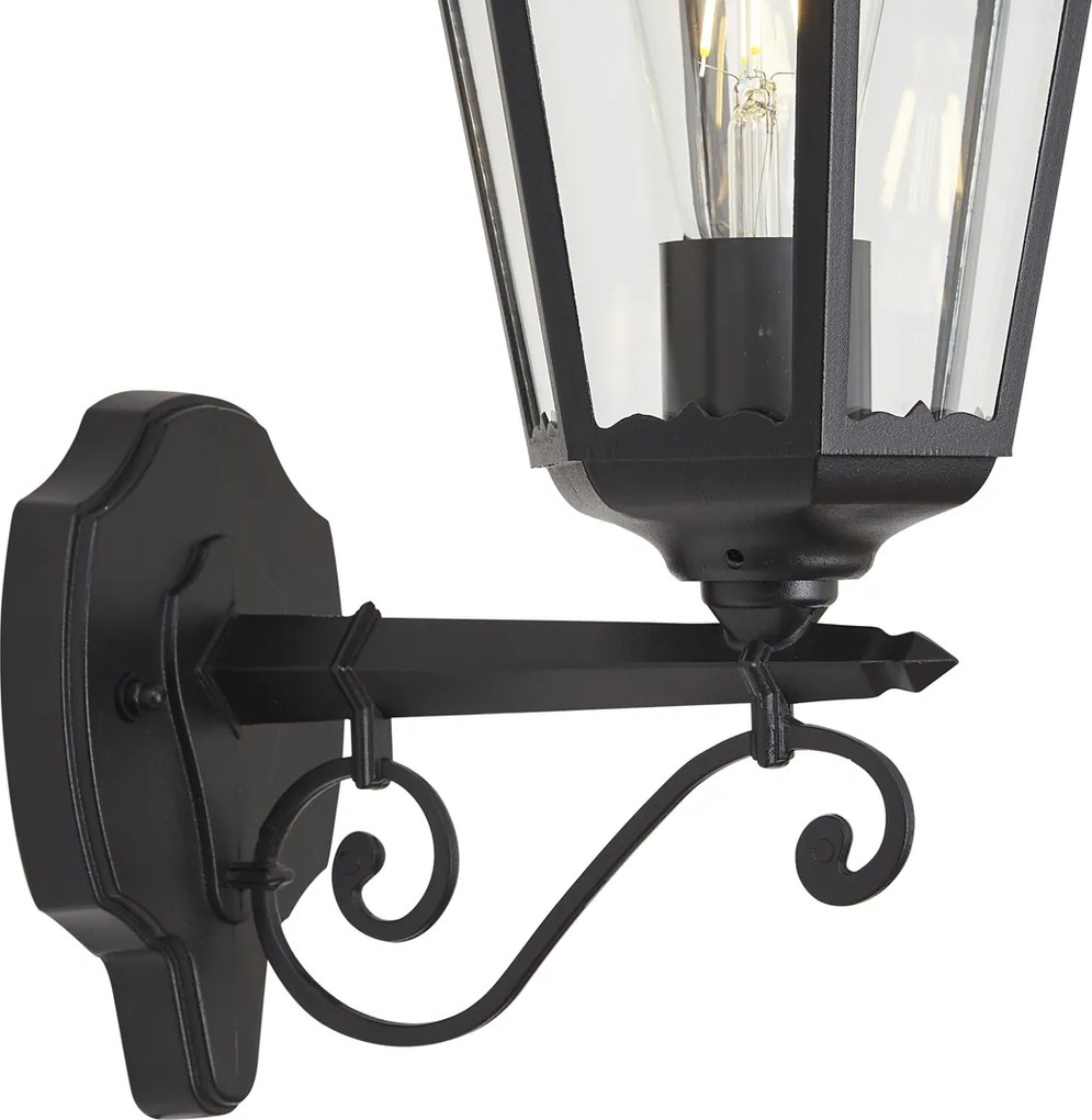 Candeeiro de parede clássico preto com cobre IP44 - Havana