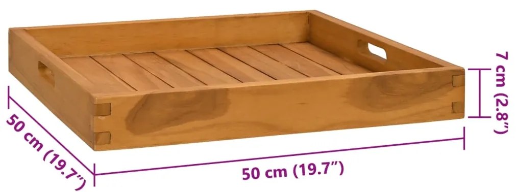 Bandeja de servir 50x50 cm madeira de teca maciça