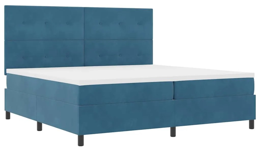Camas Box Spring vidaXL com Colchão Azul Escuro 200x200 cm Veludo
