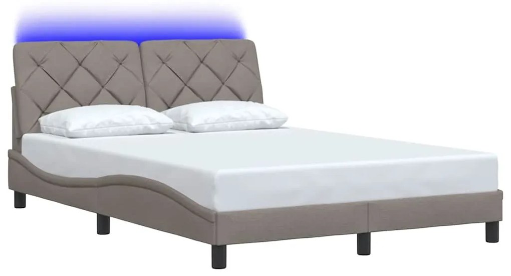 Estrutura de cama com LED sem colchão 140x200 cm tecido