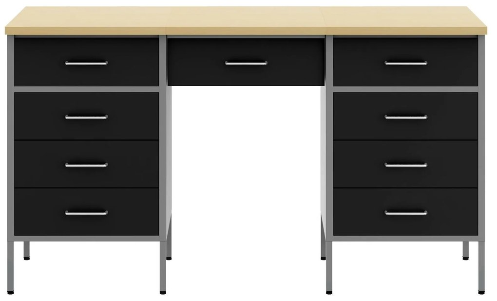 Conjunto de armário e mesa de trabalho em 3 peças vidaXL preto em made