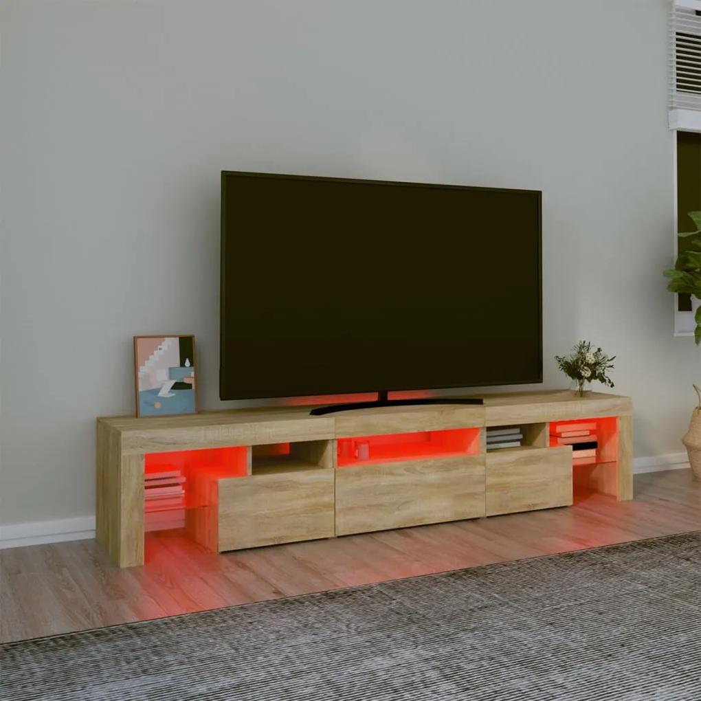 Móvel de TV com luzes LED 200x36,5x40 cm carvalho sonoma