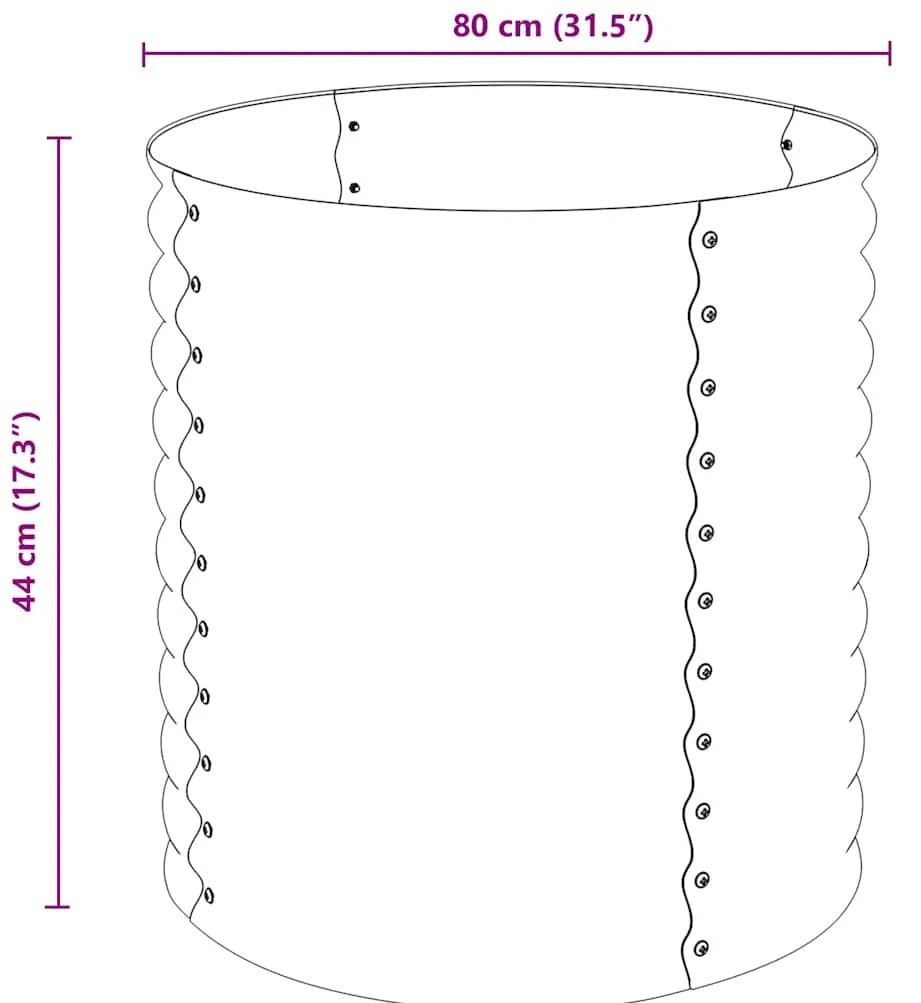 Canteiro/vaso elevado aço galvanizado 80x80x81 cm cinzento