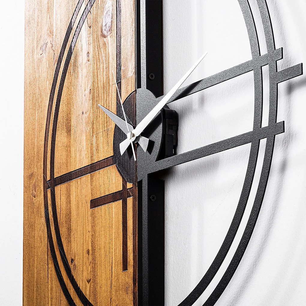 Relógio de Parede Decorativo Mas-038 – Noz Claro e Preto – 56 x 3 x 58