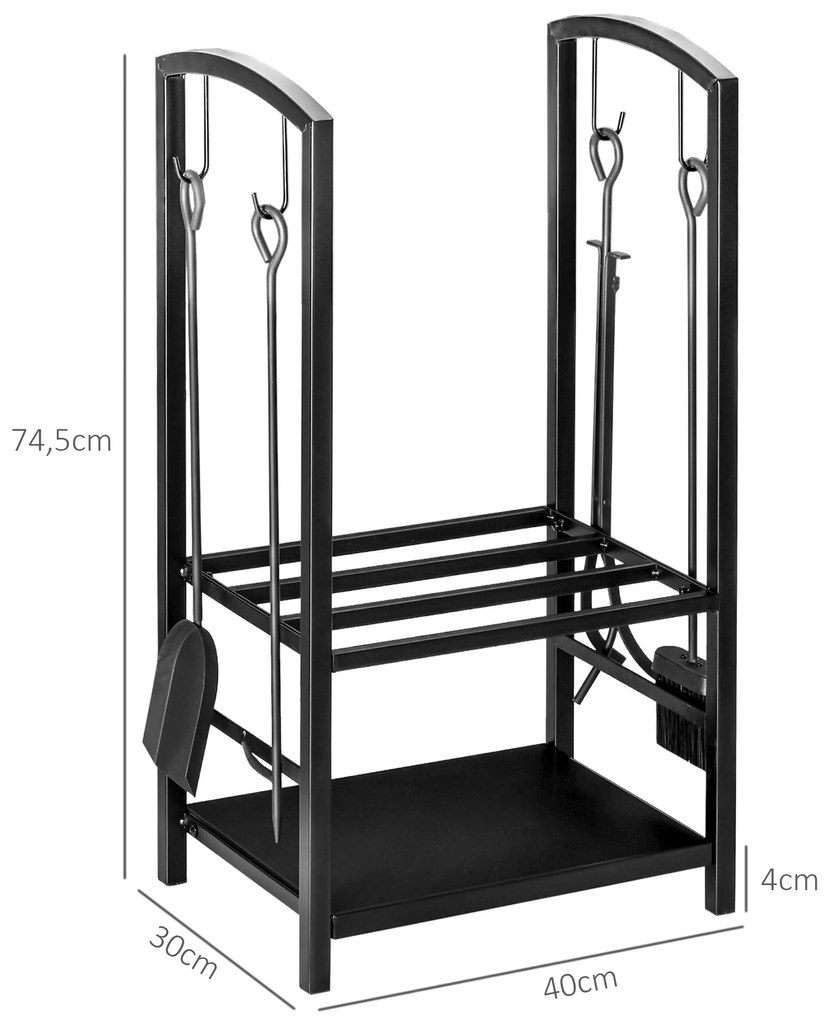 Suporte para Lenha de 2 Níveis – 40x30x74,5 cm – Porta Lenha Metálico