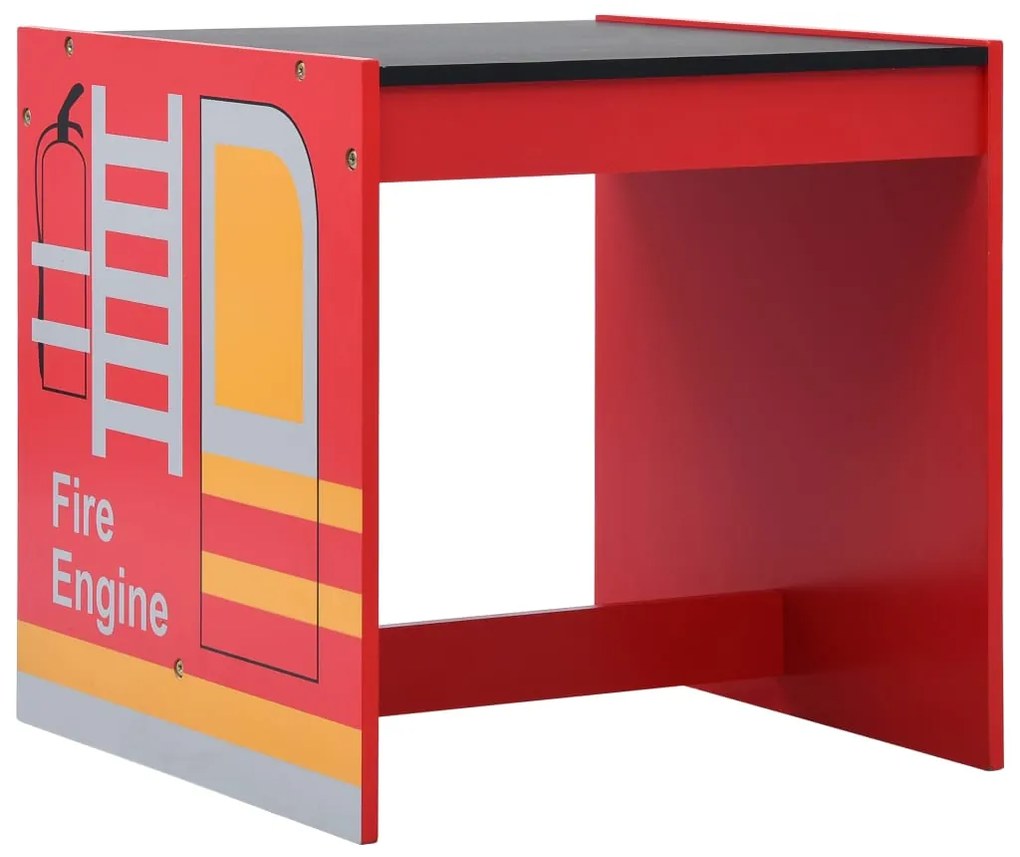 Conjunto mesa e cadeira criança 3 pcs camião bombeiros madeira