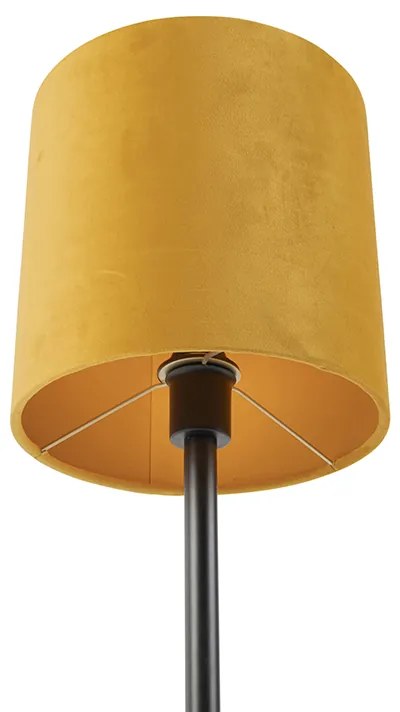 Candeeiro de mesa Art Déco preto com cúpula amarela 25 cm - Simplo Moderno