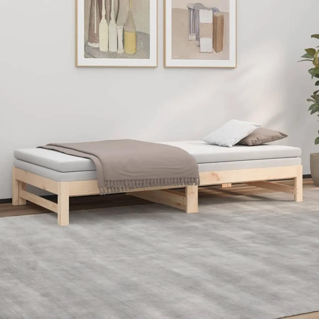 Sofá-cama de puxar 2x(100x200) cm madeira de pinho maciça