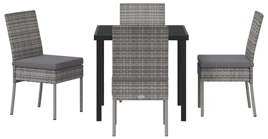 Conjunto de Jantar para Jardim com 5 Peças em Rattan Sintético Cinza