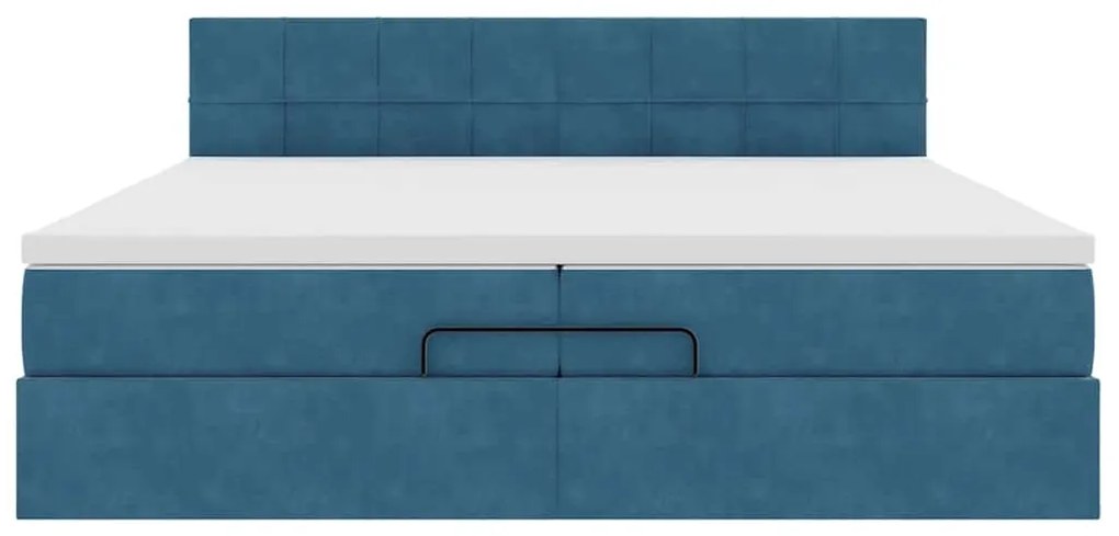 Estrutura de cama otomana com colchão 200x200 cm azul escuro