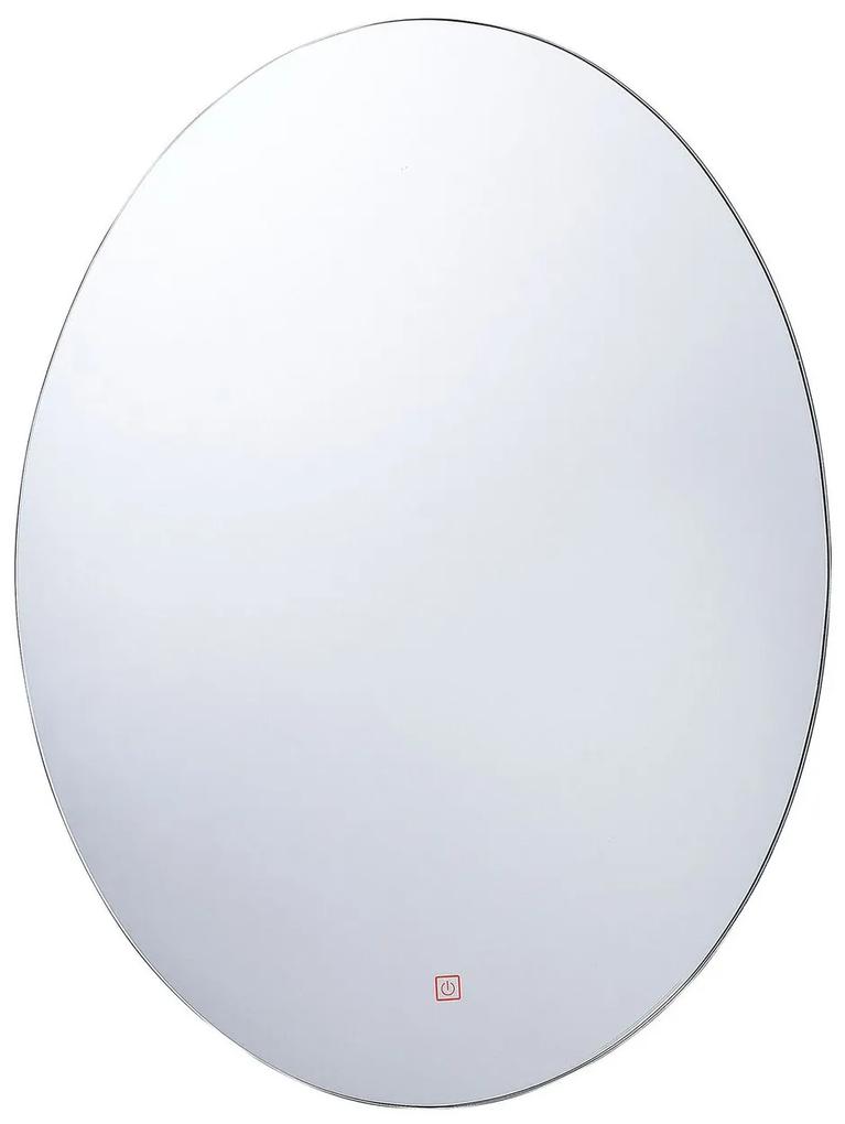 Espelho de parede oval prateado com iluminação LED 60 x 80 cm MAZILLE Beliani