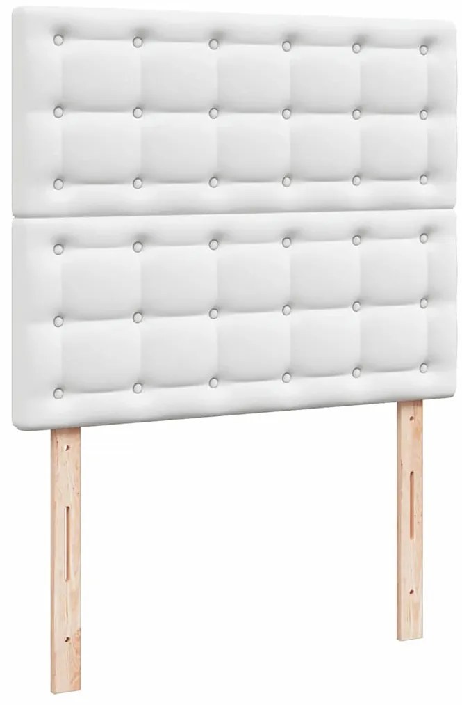 Cama box spring c/colchão/LED 120x190cm couro artificial branco