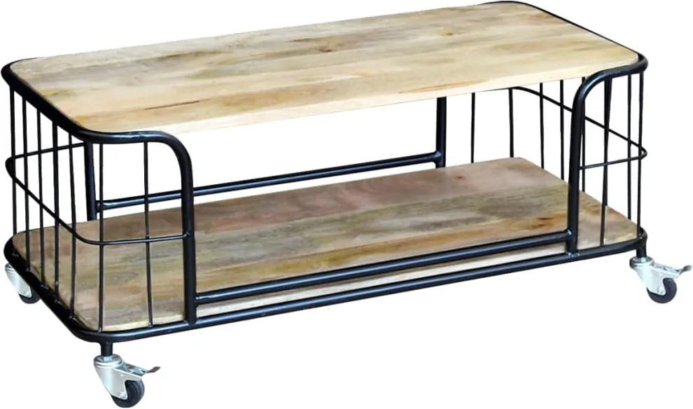 Mesa centro madeira de mangueira sólida 100x50x35 cm