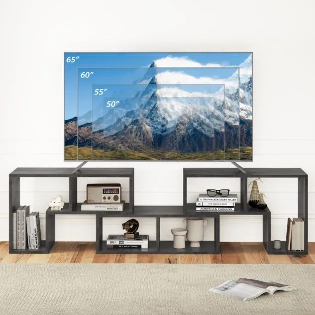 Movel de TV Ajustável de 3 Peças para Televisores até 65" para a Sala de Estar, Quarto e Estúdio Cinza