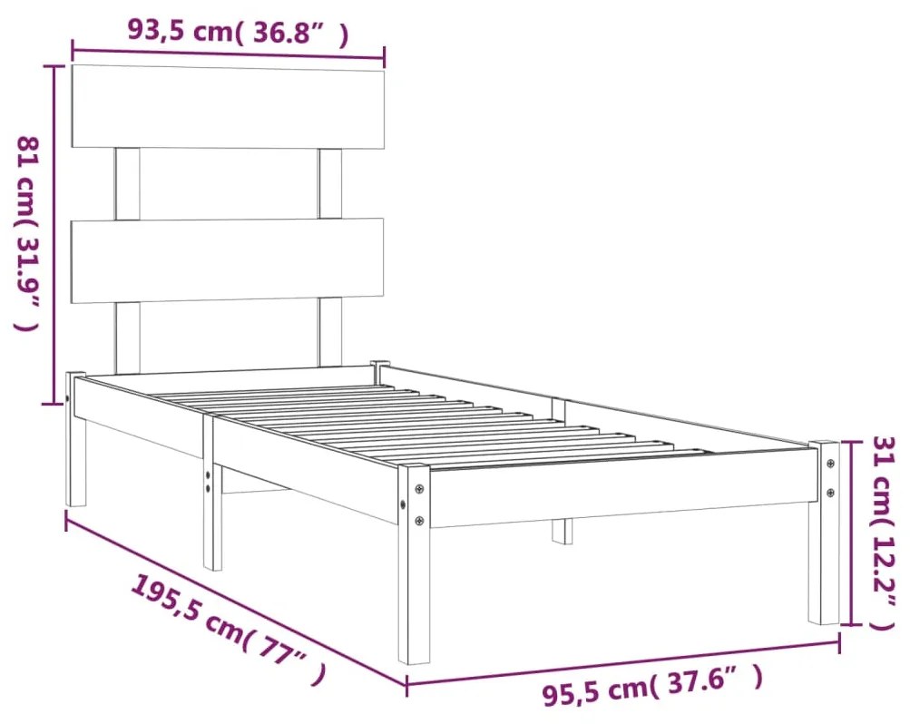 Estrutura cama de solteiro 90x190 cm madeira maciça branco