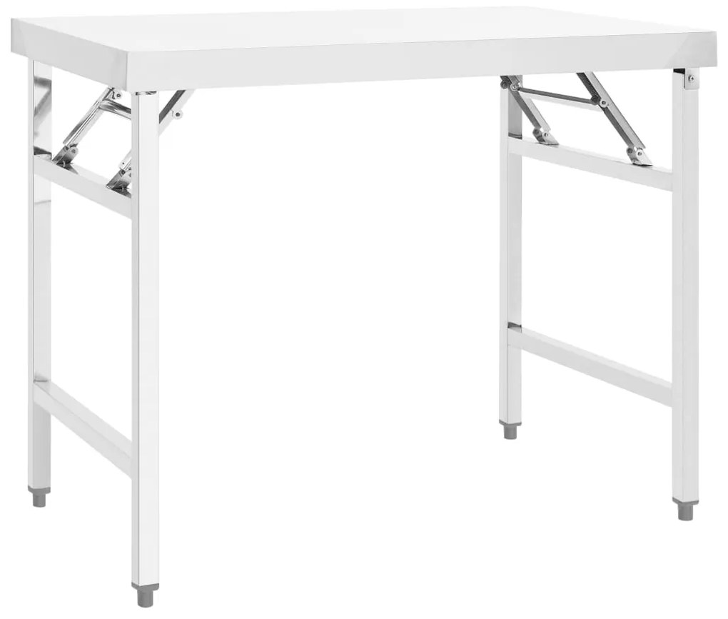 326157 vidaXL Mesa de trabalho de cozinha dobrável 100x60x80cm aço inoxidável