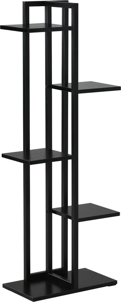 Outsunny Estante de flores em aço 5 níveis interior e exterior suporte de plantas para jardim varanda sala 40x22x113cm preto | Aosom Portugal
