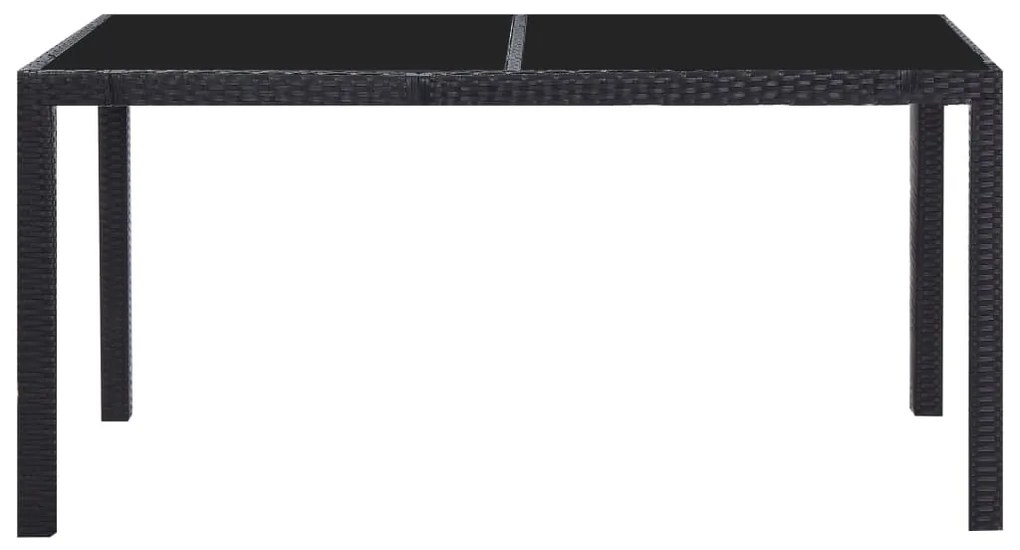 7 pcs conjunto de jantar para exterior vime PE preto