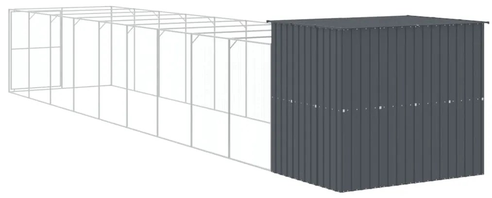 Casota p/ cães c/ parque 214x1069x181cm aço galvaniz. antracite